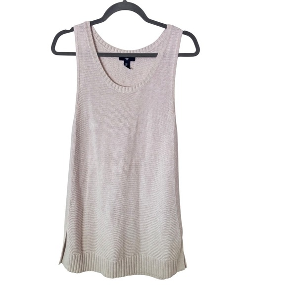 GAP Cotton Oatmeal Knit Sweater Tank Top M Lightweight Knit Neutral Layering - Picture 1 of 11